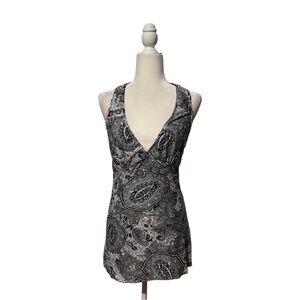 Black and Gray Paisley Halter Top